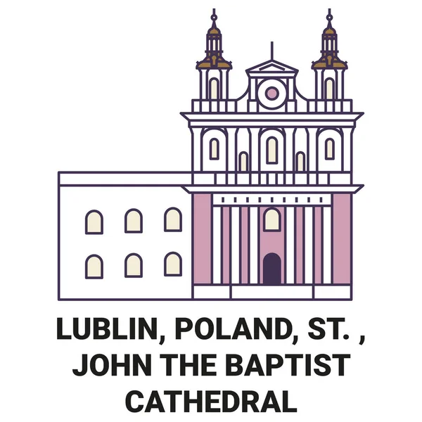 Πολωνία Lublin John Καθεδρικός Ναός Των Βαπτιστών Ταξίδια Ορόσημο Γραμμή — Διανυσματικό Αρχείο