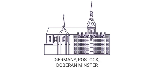 Alemania Rostock Doberan Minster Viaje Hito Línea Vector Ilustración — Archivo Imágenes Vectoriales