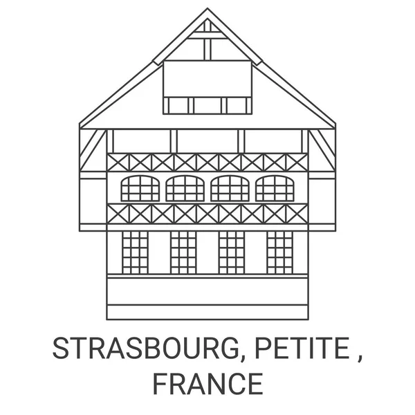 France Strasbourg Petite Travel Landmark Line Vector Illustration — 스톡 벡터