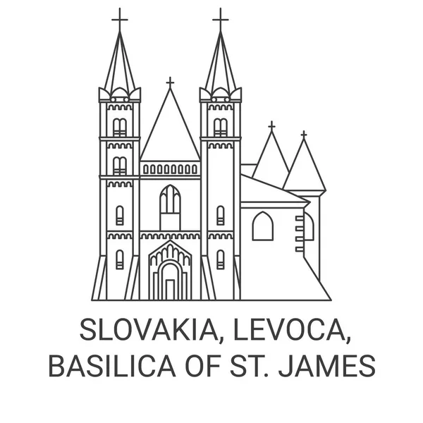Slovaquie Levoca Basilique Saint Jacques Illustration Vectorielle Ligne Voyage — Image vectorielle