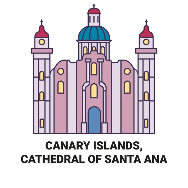 Spagna Isole Canarie Cattedrale Santa Ana Immagini Vettoriali Riferimento Viaggio — Vettoriale Stock