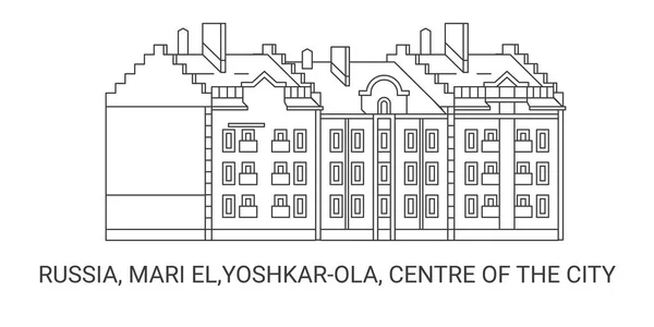 Ryssland Mari Yoshkarola Centrum Staden Resor Landmärke Linje Vektor Illustration — Stock vektor