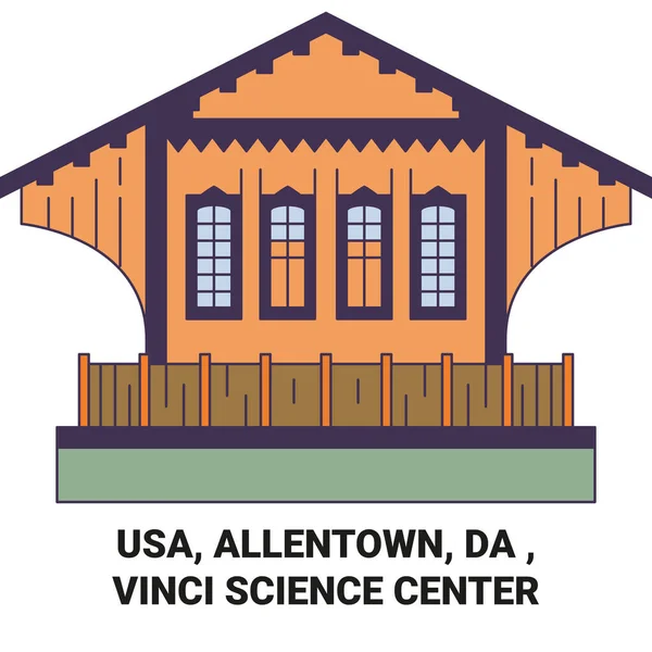 Сша Allentown Vinci Science Center Travel Landmark Line Vector Illustration — стоковый вектор