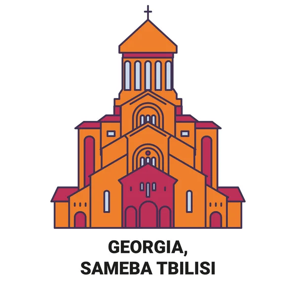 Gürcistan Sameba Tiflis Seyahat Çizgisi Vektör Ilüstrasyonu — Stok Vektör