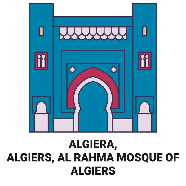 Algiera Algiers Rahma Mosque Algiers Travel Landmark Line Vector Illustration — стоковий вектор