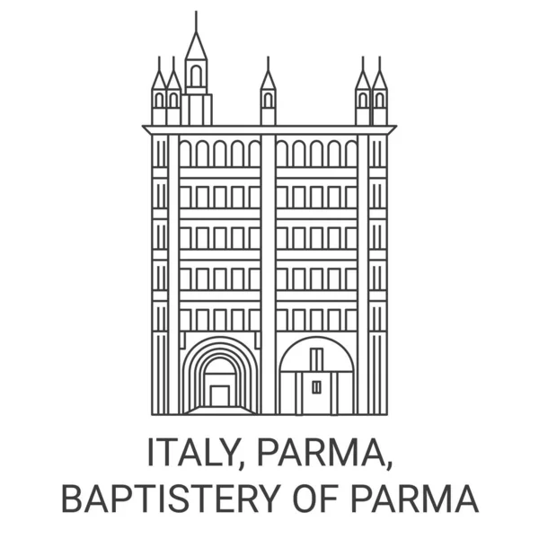 Włochy Parma Baptysterium Parmy Podróży Punkt Orientacyjny Linii Wektor Ilustracja — Wektor stockowy