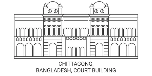 Bangladesh Chittagong Court Building Landmark Line Vector Illustration — 스톡 벡터