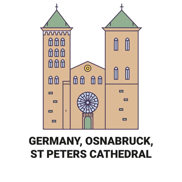 Alemania Osnabruck Peters Catedral Viaje Hito Línea Vector Ilustración — Vector de stock