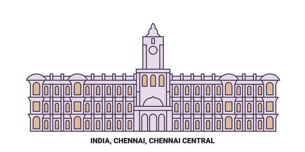 India Chennai Chennai Ilustración Vector Línea Referencia Viaje Central — Vector de stock
