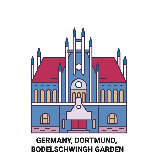 Niemcy Dortmund Bodelschwingh Ogród Podróży Punkt Orientacyjny Linii Wektor Ilustracja — Wektor stockowy