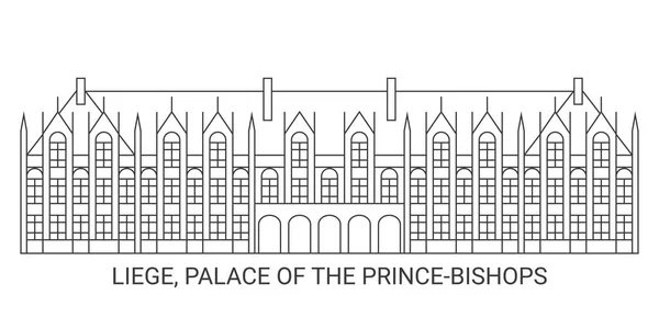 Belgium Liege Palace Prince Princebishops Travel Landmark Line Vector Illustration — 스톡 벡터