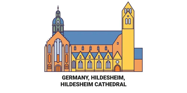 Alemania Hildesheim Hildesheim Catedral Viaje Hito Línea Vector Ilustración — Vector de stock