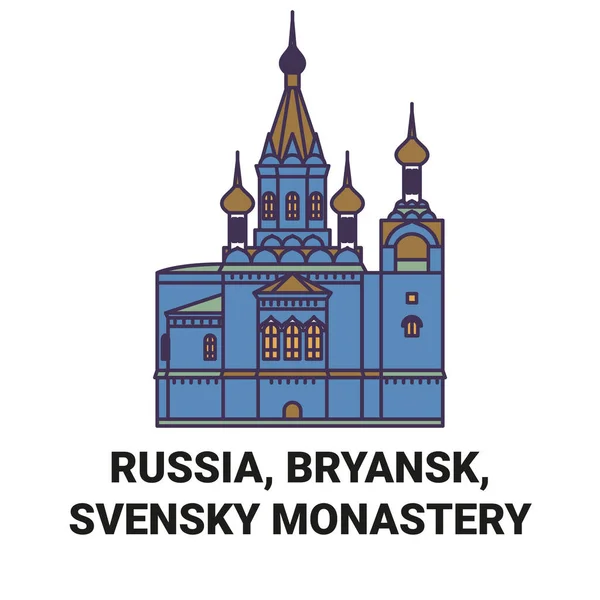 Russia Bryansk Monastero Svensky Viaggi Pietra Miliare Linea Vettoriale Illustrazione — Vettoriale Stock