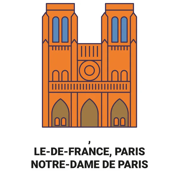 Francie Parisnotredame Paris Cestovní Orientační Linie Vektorové Ilustrace — Stockový vektor