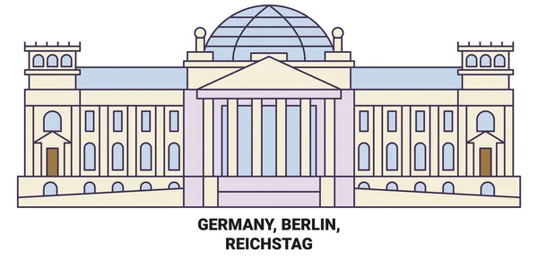 Γερμανία Βερολίνο Reichstag Ταξιδιωτικό Ορόσημο Γραμμή Διανυσματική Απεικόνιση — Διανυσματικό Αρχείο