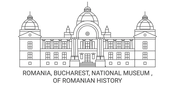 Romênia Bucareste Museu Nacional História Romena Viagens Marco Linha Vetor — Vetor de Stock