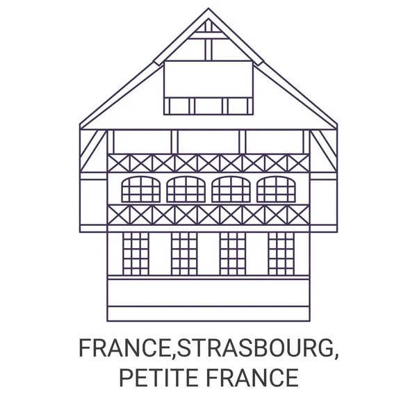 Frankrijk Straatsburg Petite France Reizen Oriëntatiepunt Lijn Vector Illustratie — Stockvector