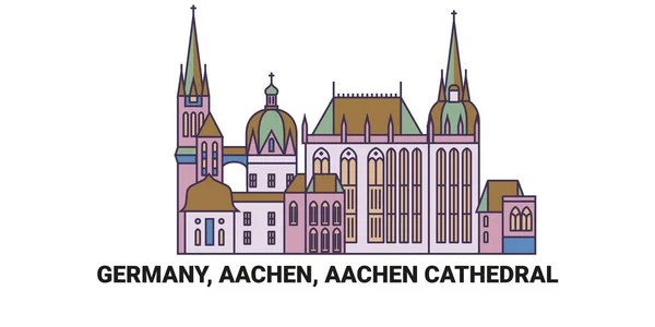 亚琛大教堂旅行地标线矢量图解 — 图库矢量图片