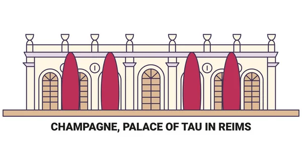 France Champagne Palais Tau Reims Illustration Vectorielle Ligne Repère Voyage — Image vectorielle