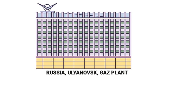 Russie Ulyanovsk Usine Gaz Illustration Vectorielle Ligne Repère Voyage — Image vectorielle