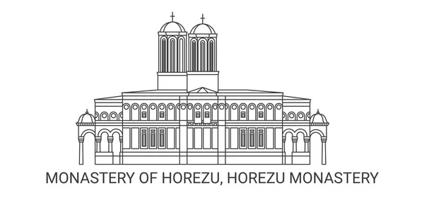 Romania Monastery Horezu Travel Landmark Line Vector Illustration — Stock Vector
