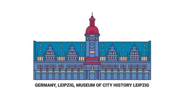 Almanya, Leipzig, Şehir Tarihi Müzesi Leipzig seyahat çizgisi vektör ilüstrasyonu
