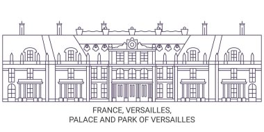 Fransa, Versailles, Saray ve Versailles Parkı tarihi eser çizgisi çizimi