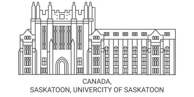 Kanada, Saskatoon, Saskatoon Üniversitesi seyahat çizgisi illüstrasyonu