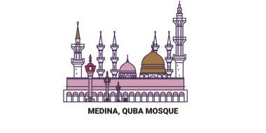 Suudi Arabistan, Medine, Quba Camii, seyahat çizgisi çizimi