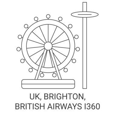 İngiltere, Brighton, British Airways 10 seyahat çizgisi vektör ilüstrasyonu