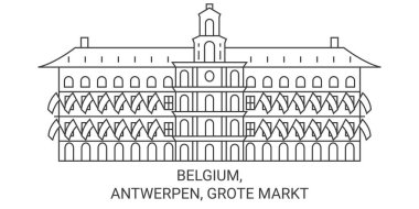 Belçika, Antwerpen, Grote Markt seyahat çizgisi çizgisi çizimi