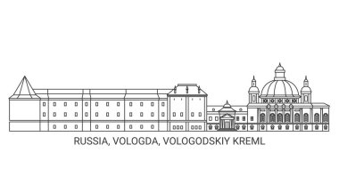 Rusya, Vologda, Vologodskiy Kreml, seyahat çizgisi çizelgesi çizimi