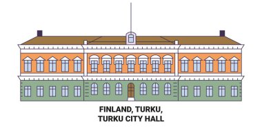 Finlandiya, Turku, Turku Belediyesi seyahat çizgisi vektör ilüstrasyonu