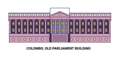 Sri Lanka, Colombo, Eski Parlamento Binası, seyahat çizgisi vektör ilüstrasyonu