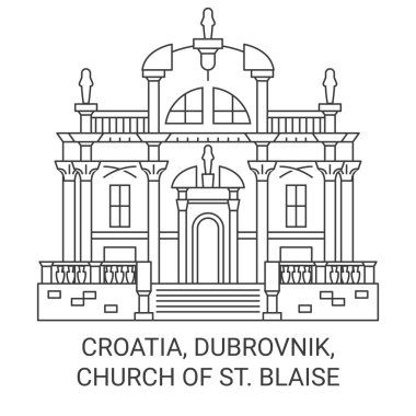 Hırvatistan, Dubrovnik ve St. Blaise Kilisesi seyahat tarihi çizgisi illüstrasyonu