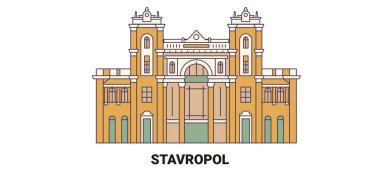Rusya ve Stavropol seyahat çizgisi vektör ilüstrasyonu