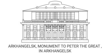 Rusya, Arkhangelsk, Peter Anıtı Büyük seyahat çizgisi çizimi çizimi