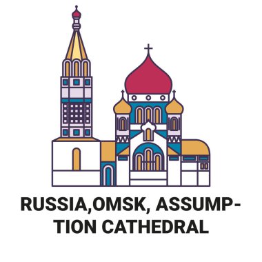 Rusya, Omsk, Varsayım, Katedral seyahat sınır çizgisi çizgisi çizimi
