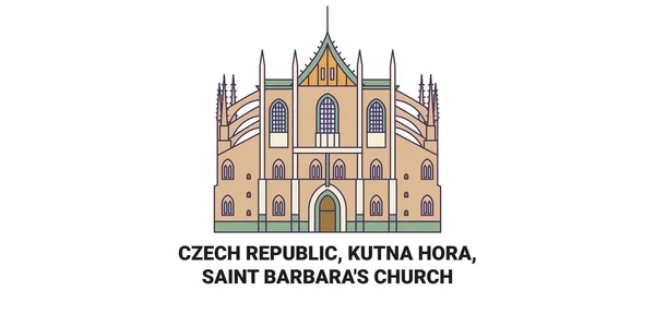 Czech Republic Kutna Hora Church Barbara Travel Landmark Line Vector — 스톡 벡터