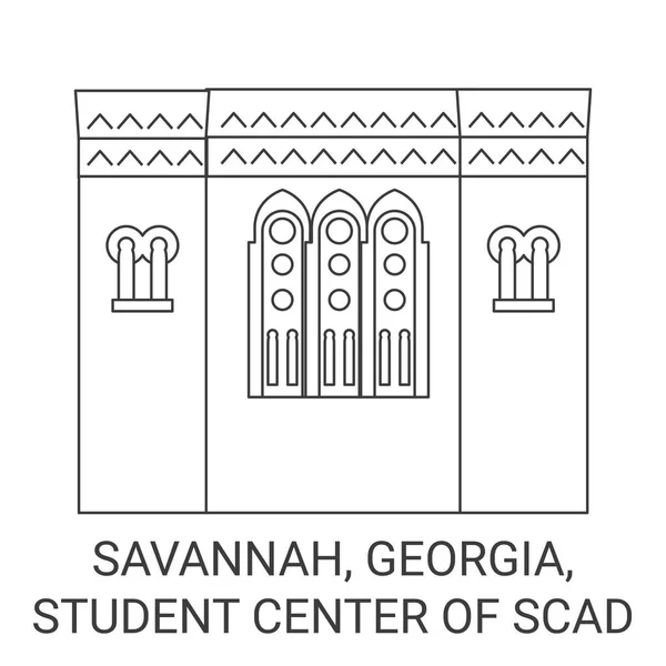 Spojené Státy Americké Savannah Georgia Student Center Scad Travel Landmark — Stockový vektor