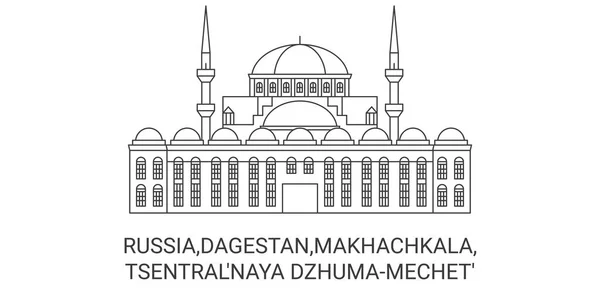 Rusya Dağıstan Makhachkala Dzhumamechet Seyahat Çizgisi Vektör Ilüstrasyonu — Stok Vektör
