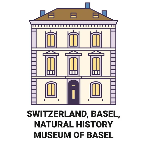 瑞士巴塞尔自然历史博物馆巴塞尔旅游地标线矢量图解 — 图库矢量图片