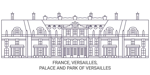 Francia Versalles Palacio Parque Versalles Recorrido Hito Línea Vector Ilustración — Vector de stock