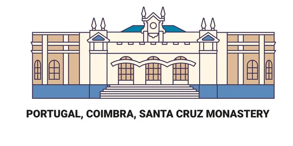 Portogallo Coimbra Monastero Santa Cruz Immagini Vettoriali Punti Riferimento Viaggio — Vettoriale Stock