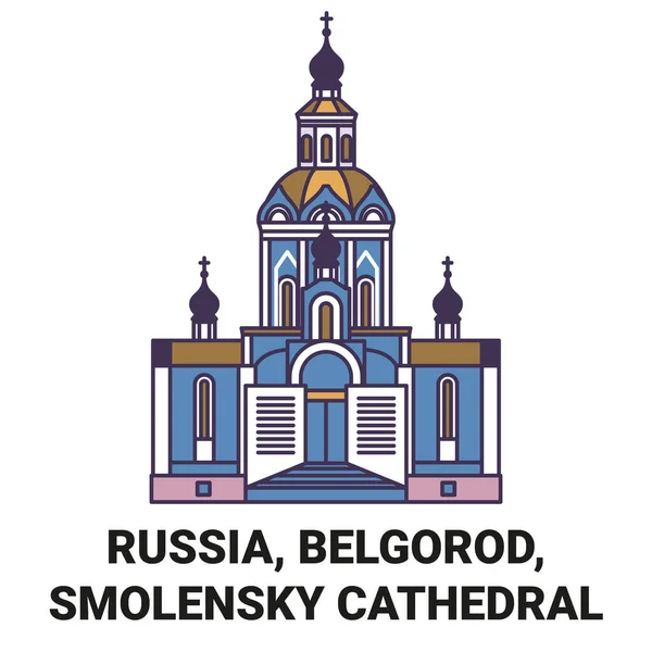 Rusia Belgorod Catedral Smolensky Recorrido Hito Línea Vector Ilustración — Archivo Imágenes Vectoriales