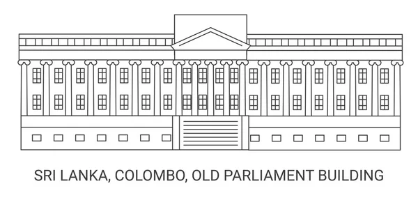 Sri Lanka Colombo Old Parliament Building Reis Oriëntatiepunt Vector Illustratie — Stockvector