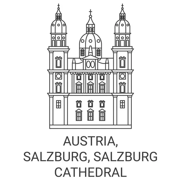 Österreich Salzburg Salzburger Dom Reise Wahrzeichen Linie Vektor Illustration — Stockvektor