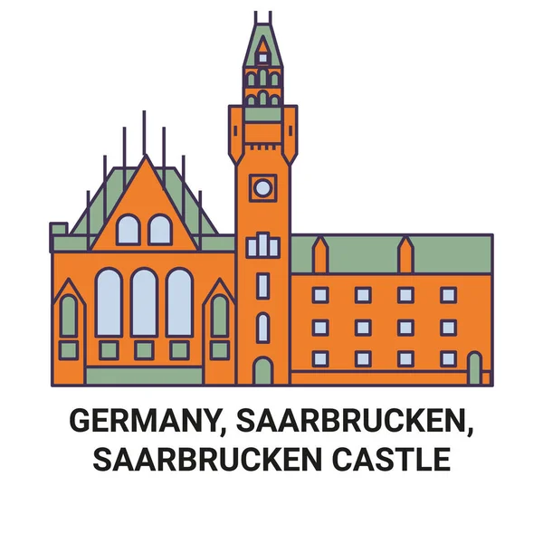 Tyskland Saarbrucken Saarbrcken Slott Resa Landmärke Linje Vektor Illustration — Stock vektor