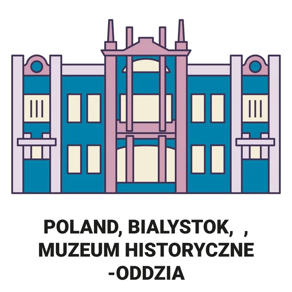ポーランド Bialystok Muzeum Historyzne Oddzia Muzeum Podlaskiego旅行ランドマークラインベクトルイラスト — ストックベクタ