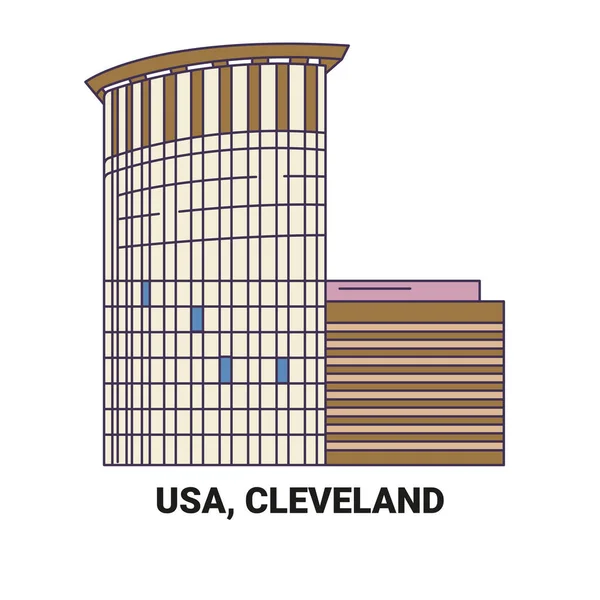 Usa Cleveland Reis Oriëntatiepunt Lijn Vector Illustratie — Stockvector
